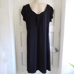 Notations Woman Flowy Black Tulip Sleeve Shift Dress 1X